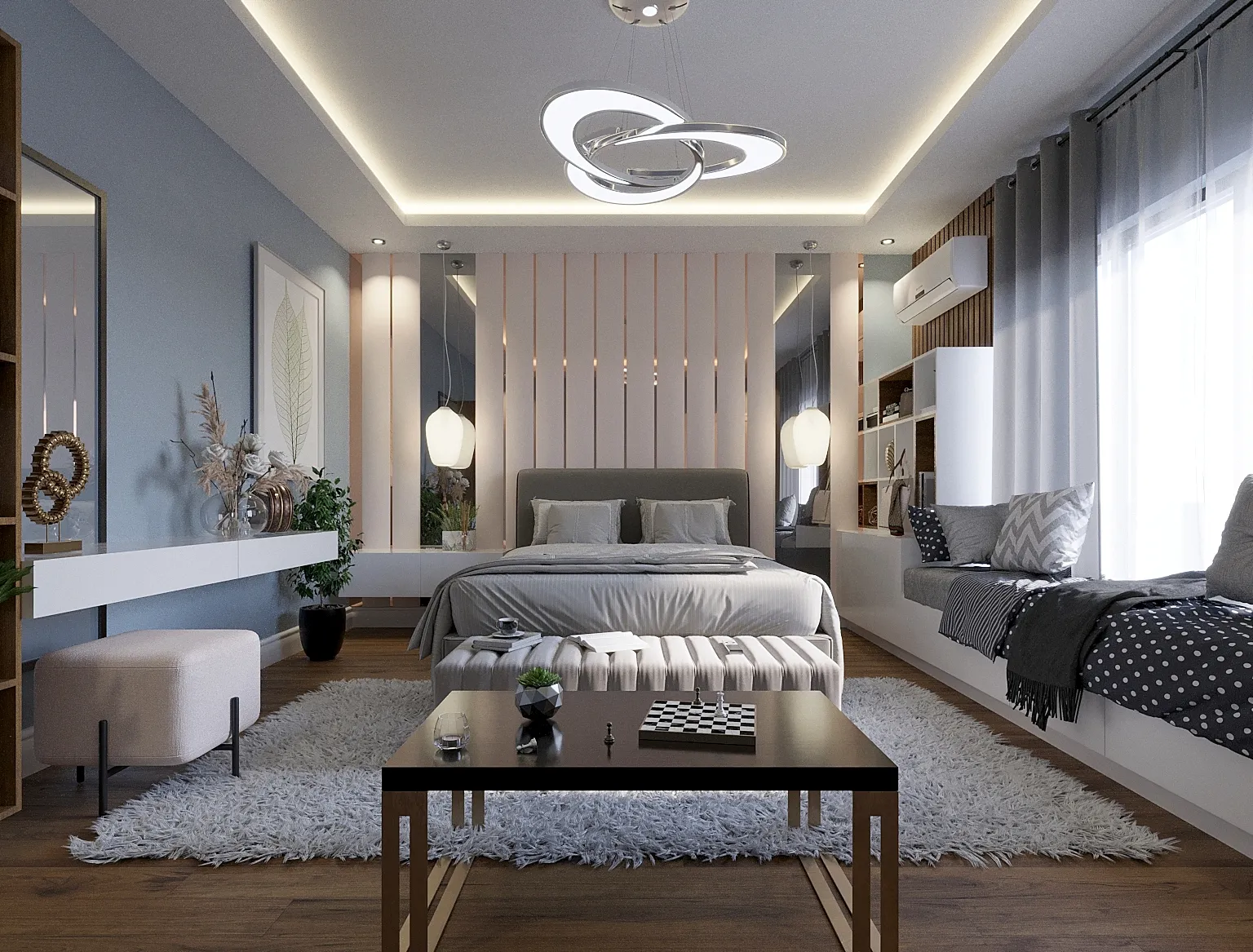 Custom bed and headboard installation