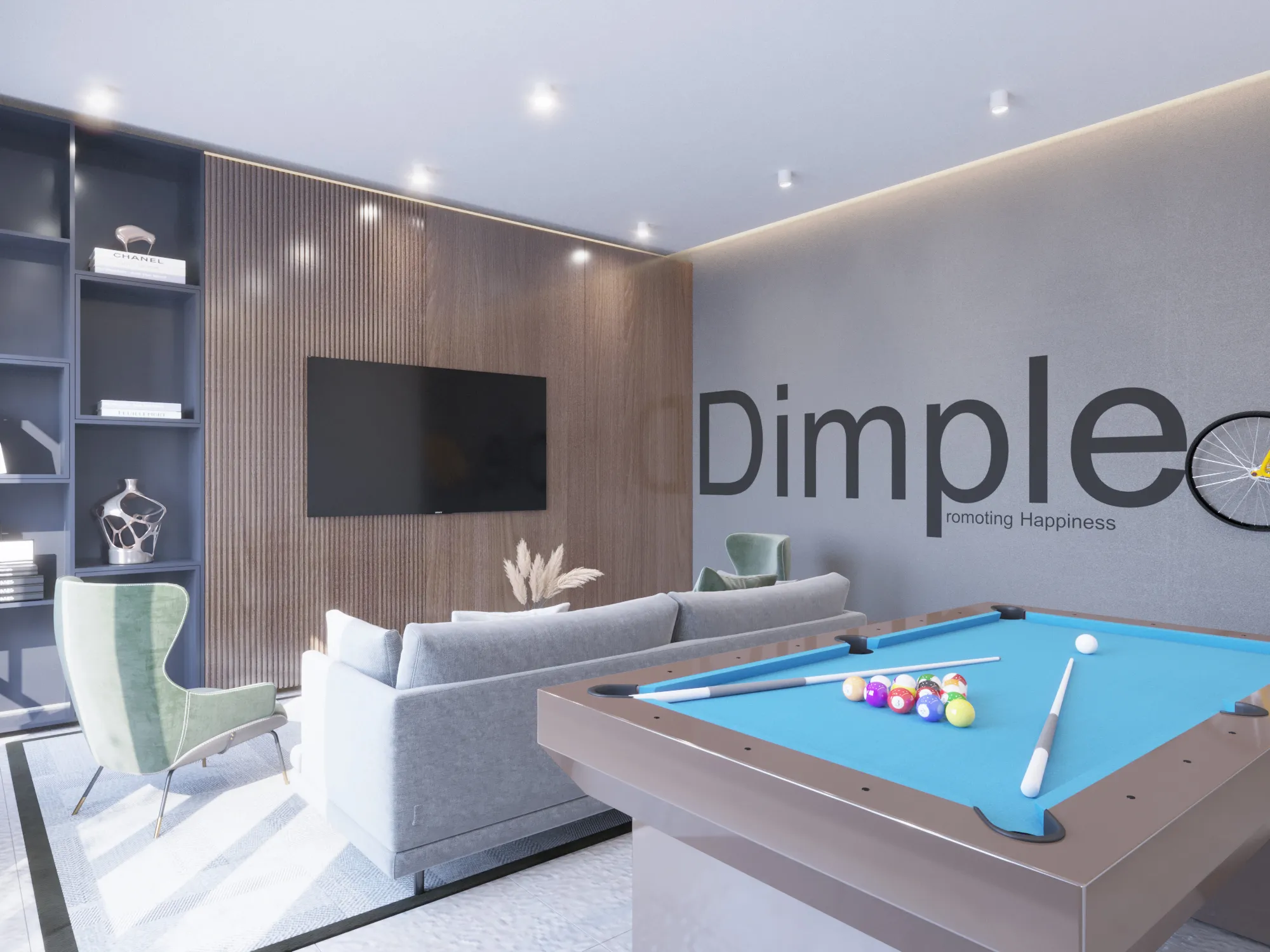 Dimple Residences interior render — kitchen