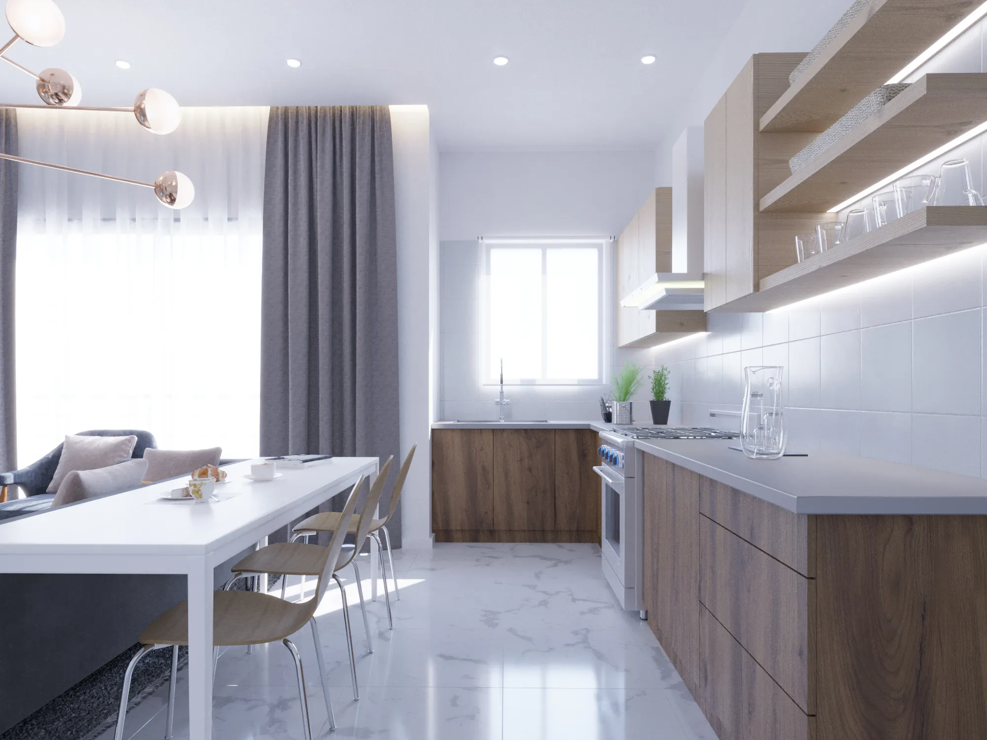 Dimple Residences interior render — workspace