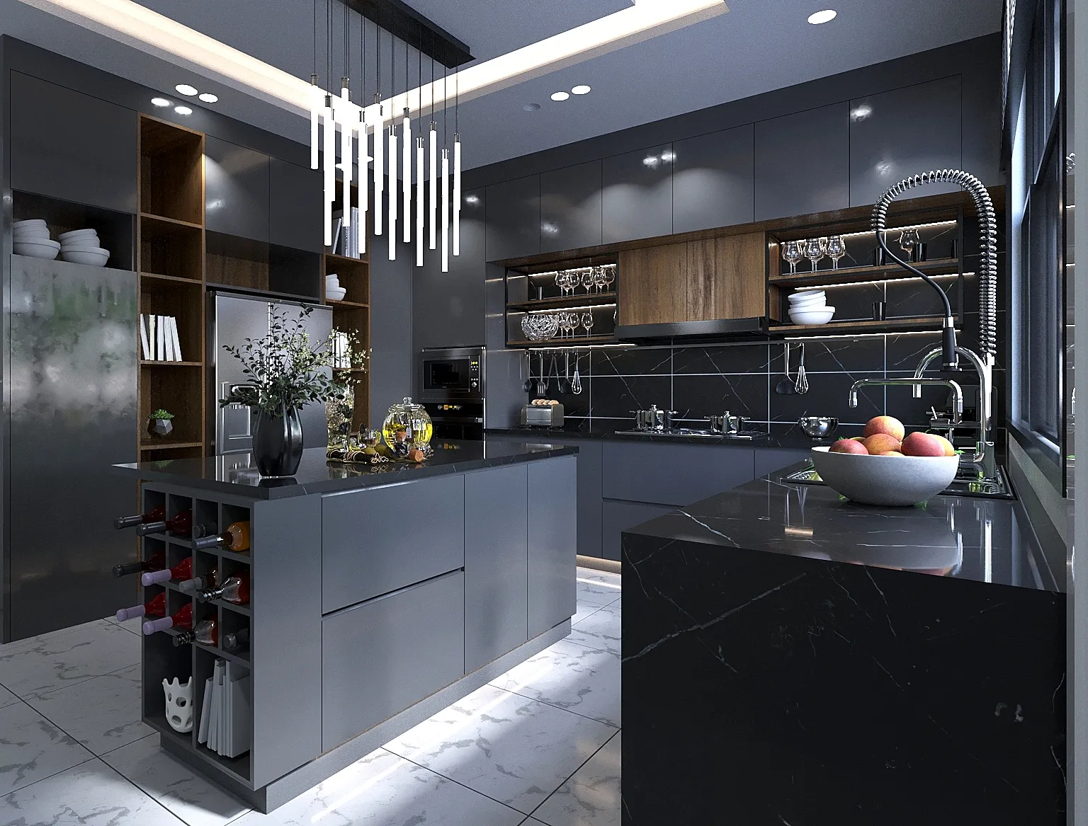 Modern grey kitchen cabinetry