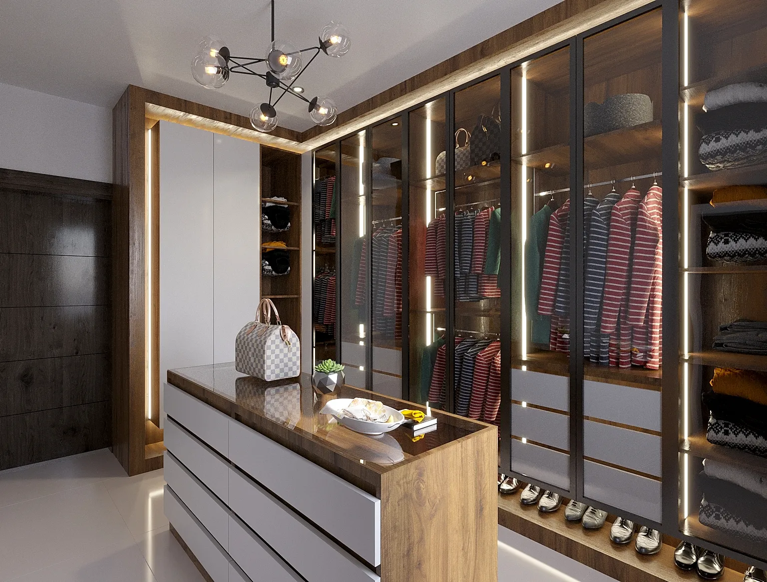 Glass-front wardrobe joinery